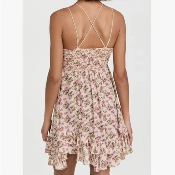 Free People Adella Slip Dress Pink Floral Lace Size S - Picture 3 of 13